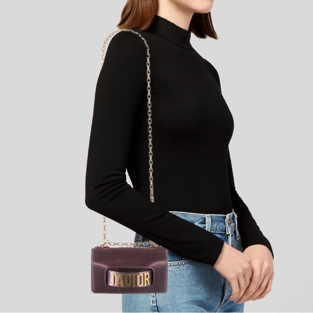Christian Dior Mini J’Adior Purple/Pink Patent Leather Chain Flap Bag - Picture 5 of 6